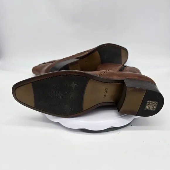 Aldo Shoes Men 11 Nalenia Leather Ankle Boots Zippers Congac Brown