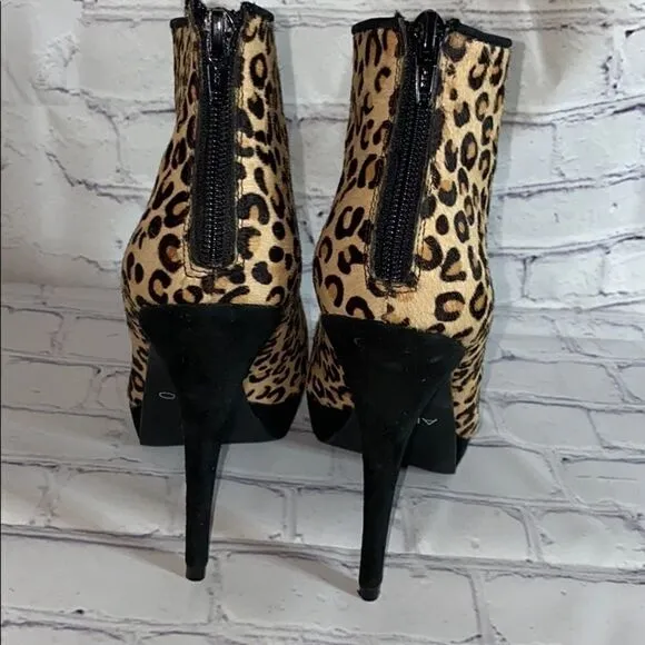 Aldo leopard print fur ankle boots