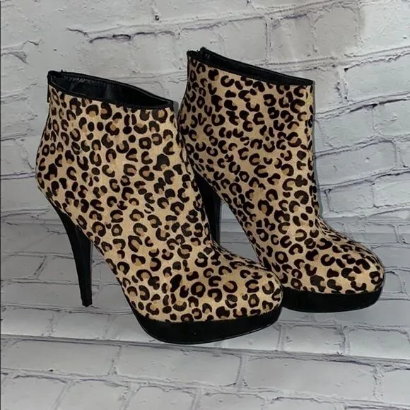 Aldo leopard print fur ankle boots