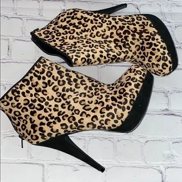Aldo leopard print fur ankle boots