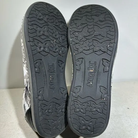 Alegria ESS-826 Size41 US10-10,5 Black Floral Leather Winter White Essence Shoes
