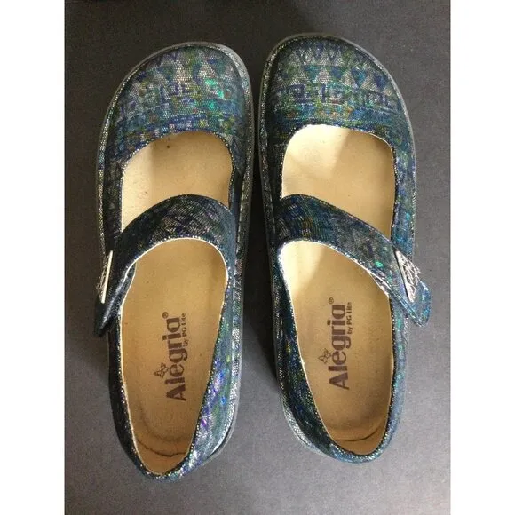 Alegria Womens Shoes 39 Paloma Mary Janes Rainbow Sparkle Slip Resistant Size 9
