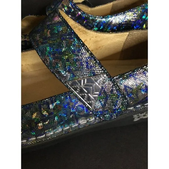 Alegria Womens Shoes 39 Paloma Mary Janes Rainbow Sparkle Slip Resistant Size 9