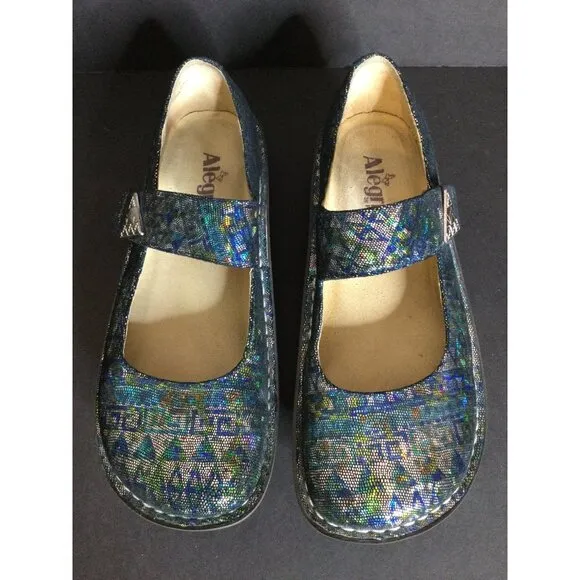 Alegria Womens Shoes 39 Paloma Mary Janes Rainbow Sparkle Slip Resistant Size 9