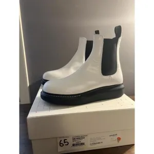 ALEXANDER MCQUEEN Men HYBRID ANKLE CHELSEA BOOTS SZ 42.5E/9.5 IVORY WHITE/BLACK