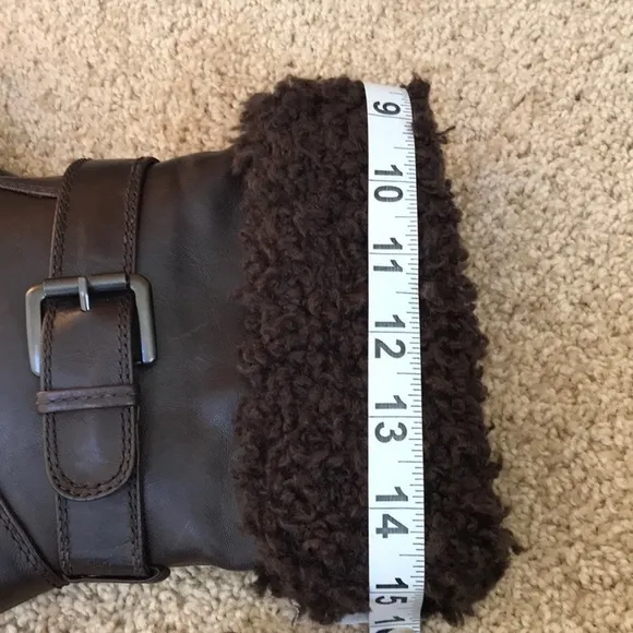 ALFANI size 8M brown leather faux fur ankle boots