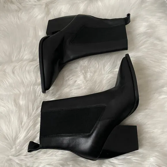 Allsaints Boots Women EU 38 US 7 Black Ria Leather Ankle Booties Pull On Pointed