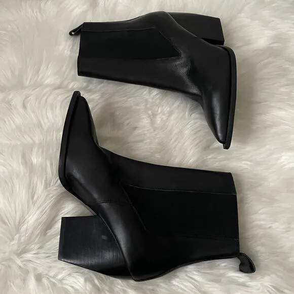 Allsaints Boots Women EU 38 US 7 Black Ria Leather Ankle Booties Pull On Pointed