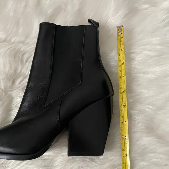 Allsaints Boots Women EU 38 US 7 Black Ria Leather Ankle Booties Pull On Pointed