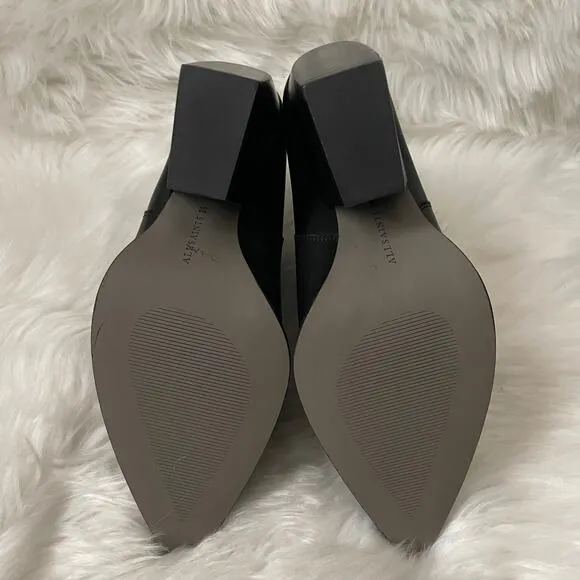 Allsaints Boots Women EU 38 US 7 Black Ria Leather Ankle Booties Pull On Pointed