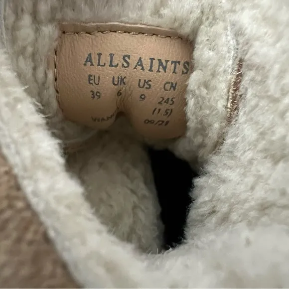 Allsaints Wanda Shearling Bootie in Sand Brown