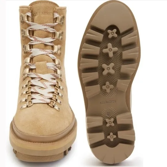 Allsaints Wanda Shearling Bootie in Sand Brown