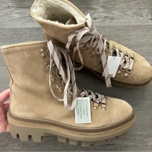 Allsaints Wanda Shearling Bootie in Sand Brown