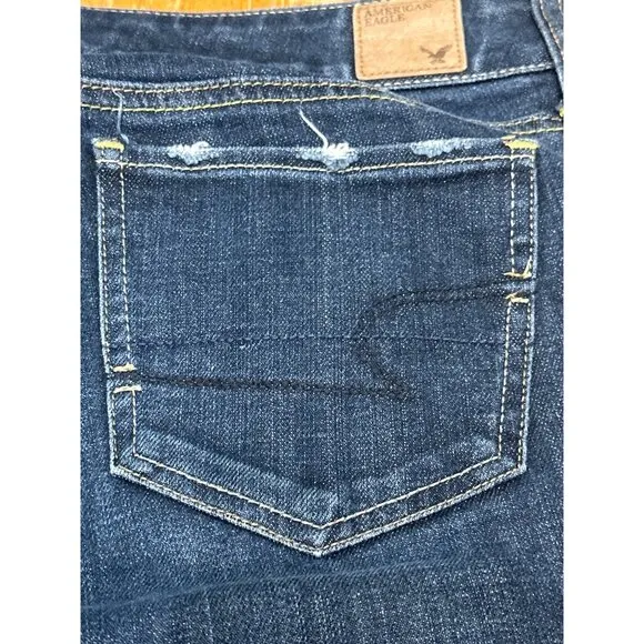 American Eagle Outfitters Straight Leg Stretch Denim Blue Jeans Size 10 Cotton