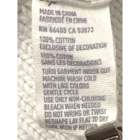 American Eagle Outfitters White Cotton Knit Zip Sweater With High Collar Pockets