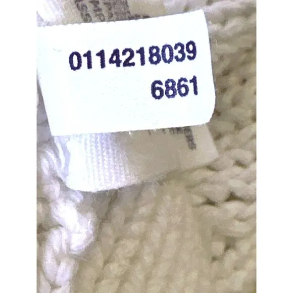 American Eagle Outfitters White Cotton Knit Zip Sweater With High Collar Pockets