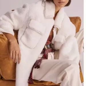 ANTHROPOLOGIE Maeve Cinched Faux Fur Coat.NWT