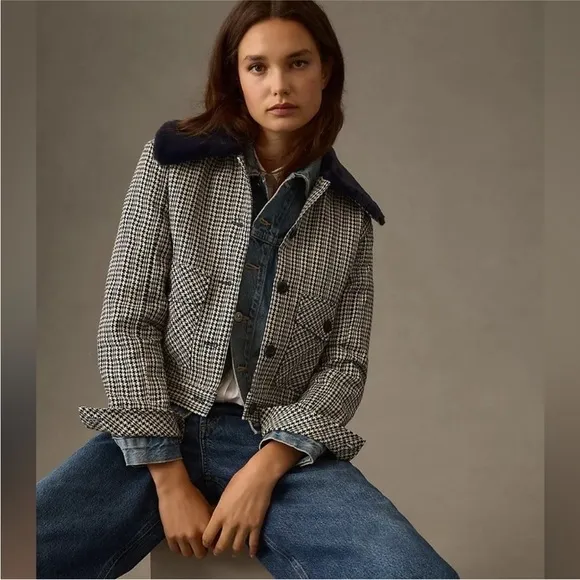 Anthropologie || Maeve Tweed Faux Fur Fur Collar Jacket
