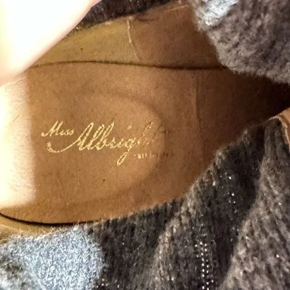 Anthropologie Miss Albright Womens Slouchy Ribbed Sweater Knit Boots Gray Sz 37