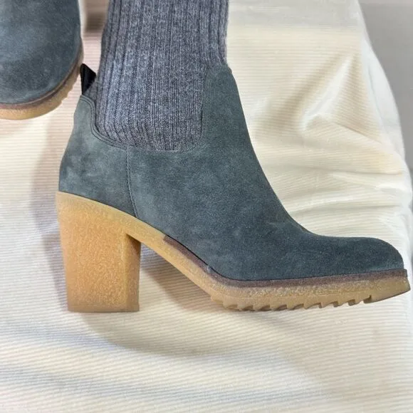 Anthropologie Miss Albright Womens Slouchy Ribbed Sweater Knit Boots Gray Sz 37