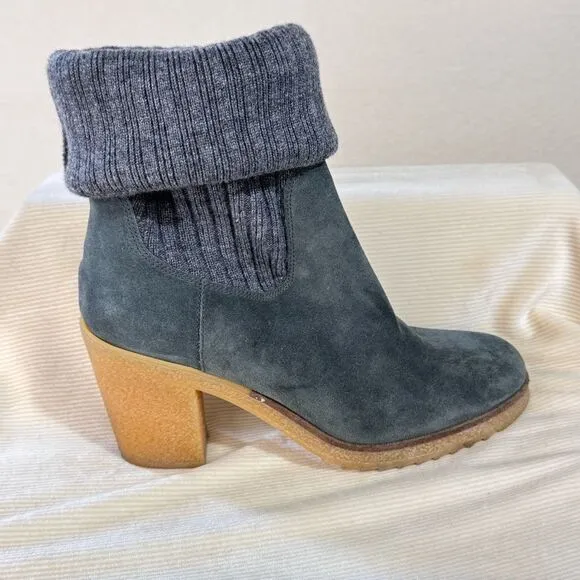 Anthropologie Miss Albright Womens Slouchy Ribbed Sweater Knit Boots Gray Sz 37