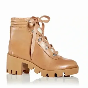 Aqua Brand Leather Combat Boots New Chunky Gilca Honey Tan Lined