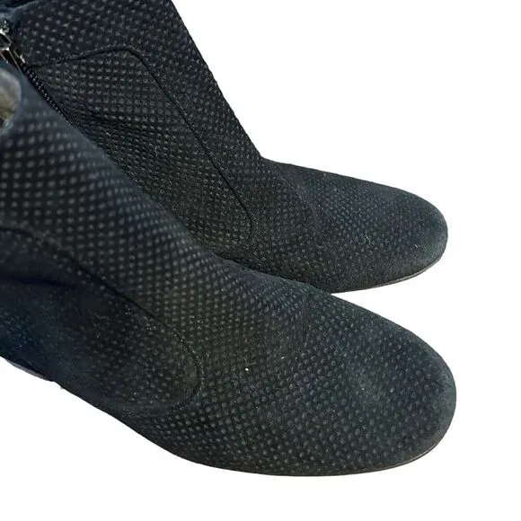 AQUATALIA Ankle Bootie Size 6 Women &quot;France&quot; Perforated Black Suede Leather