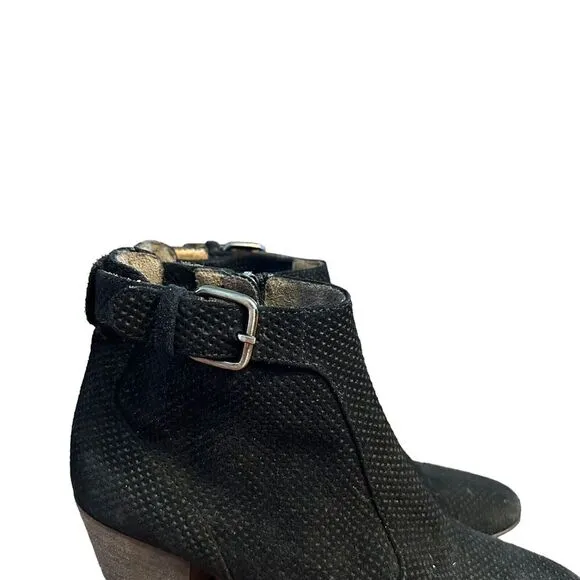 AQUATALIA Ankle Bootie Size 6 Women &quot;France&quot; Perforated Black Suede Leather