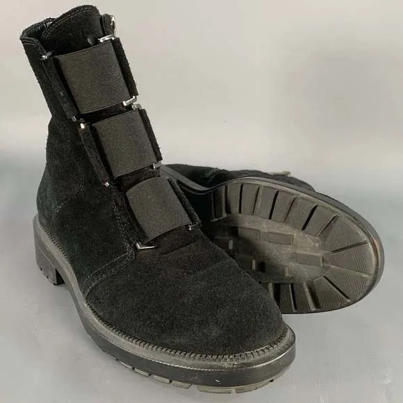 AQUATALIA Black Suede Elastic Side Zipper Ankle Boots