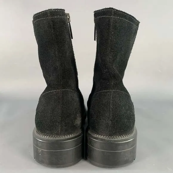 AQUATALIA Black Suede Elastic Side Zipper Ankle Boots