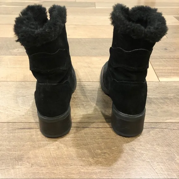 Aquatalia Black Suede Zip-Front Boots