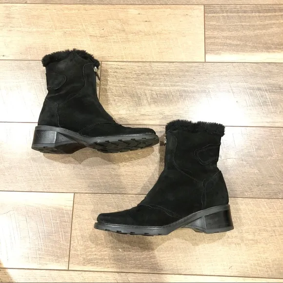 Aquatalia Black Suede Zip-Front Boots