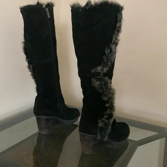 AQUATALIA by Marvin K/ ITALIAN Tall Fur Lined Suede Platform Wedge Boots