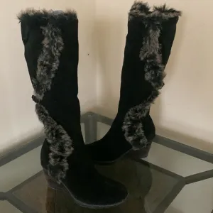 AQUATALIA by Marvin K/ ITALIAN Tall Fur Lined Suede Platform Wedge Boots