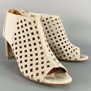 AQUATALIA Grey Perforated Suede Peep Toe Boots