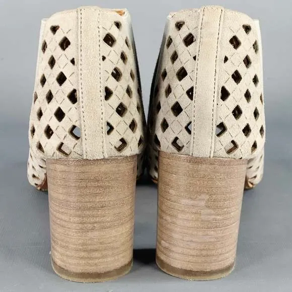 AQUATALIA Grey Perforated Suede Peep Toe Boots