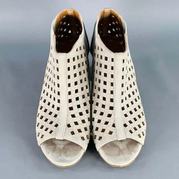 AQUATALIA Grey Perforated Suede Peep Toe Boots