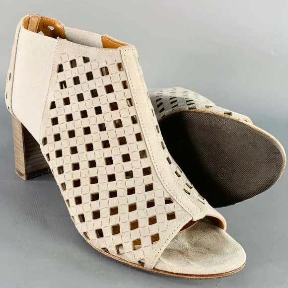 AQUATALIA Grey Perforated Suede Peep Toe Boots