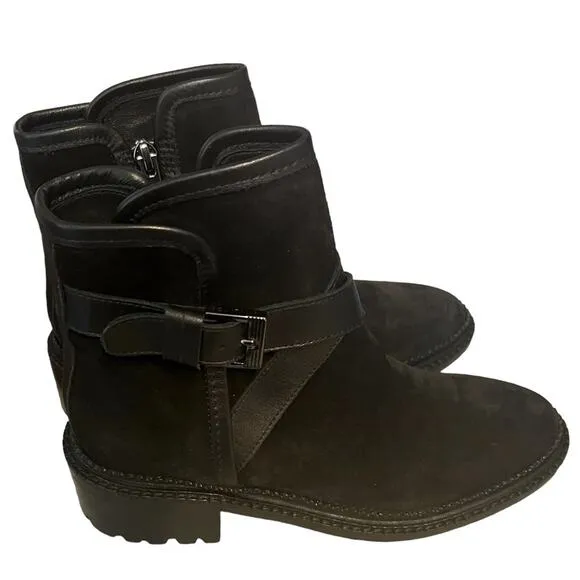 Aquatalia Orenna Black Suede Ankle Boots Women size 5