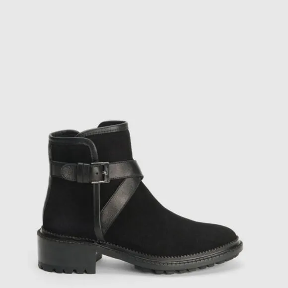Aquatalia Orenna Black Suede Ankle Boots Women size 5