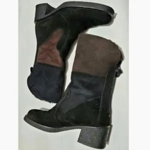 Aquatalia Wool Suede Zip Back Color Block Boots