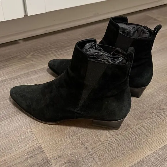Aquatalia Fausta Suede Black Booties, Women’s Size 8.5 Waterproof