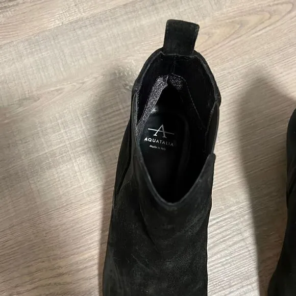 Aquatalia Fausta Suede Black Booties, Women’s Size 8.5 Waterproof