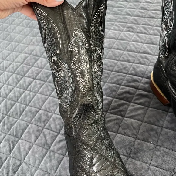 Arango Boots Men 8 Western Cowboy Ostrich Black Mex 27 Leather