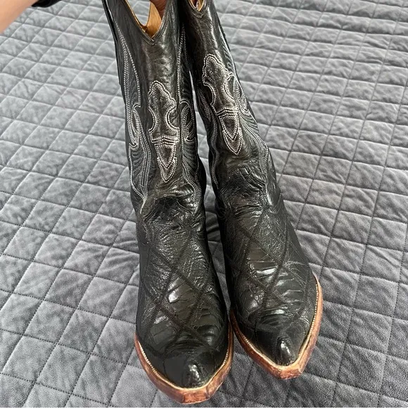 Arango Boots Men 8 Western Cowboy Ostrich Black Mex 27 Leather