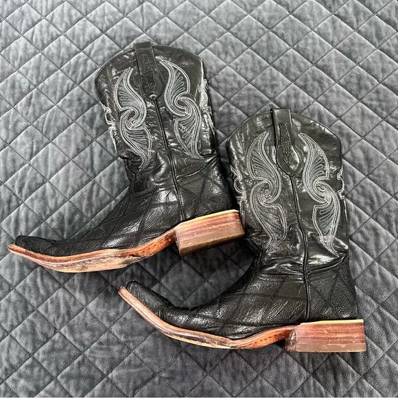 Arango Boots Men 8 Western Cowboy Ostrich Black Mex 27 Leather