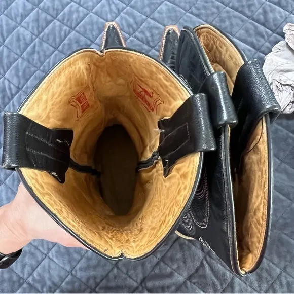 Arango Boots Men 8 Western Cowboy Ostrich Black Mex 27 Leather