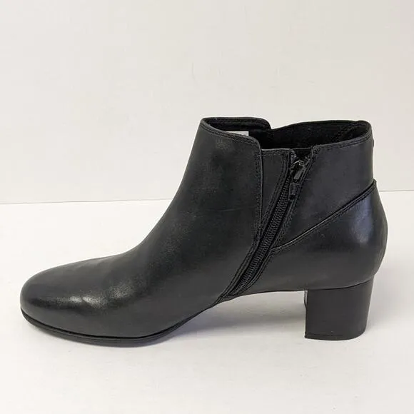 Aravon Career Ankle Boots, Black Leather, Women's 10 Narrow