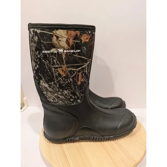 Arctic Shield Waterproof Rubber Neoprene Outdoor Boots Mens 12 M Woodland Camo