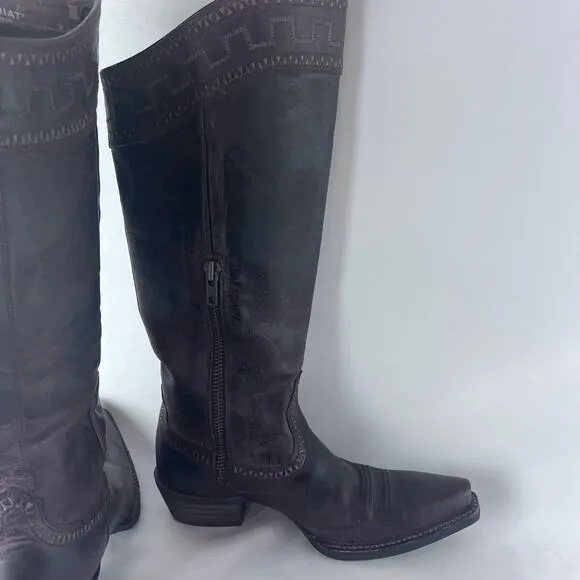 Ariat 10011941 Women Sahara Distressed Brown Leather COWBOY WESTERN Boots 9